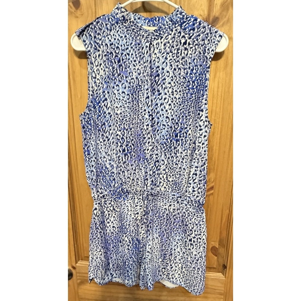 Rebecca Taylor Blue Leopard Print Romper Sleeveless Casual Boho Summer - Picture 2 of 4